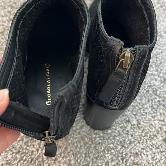 CHOCOLAT BLU Black Suede Ankle Boots Bootie back zipper 36 6 Nubuck Leather NEW - Picture 12 of 16